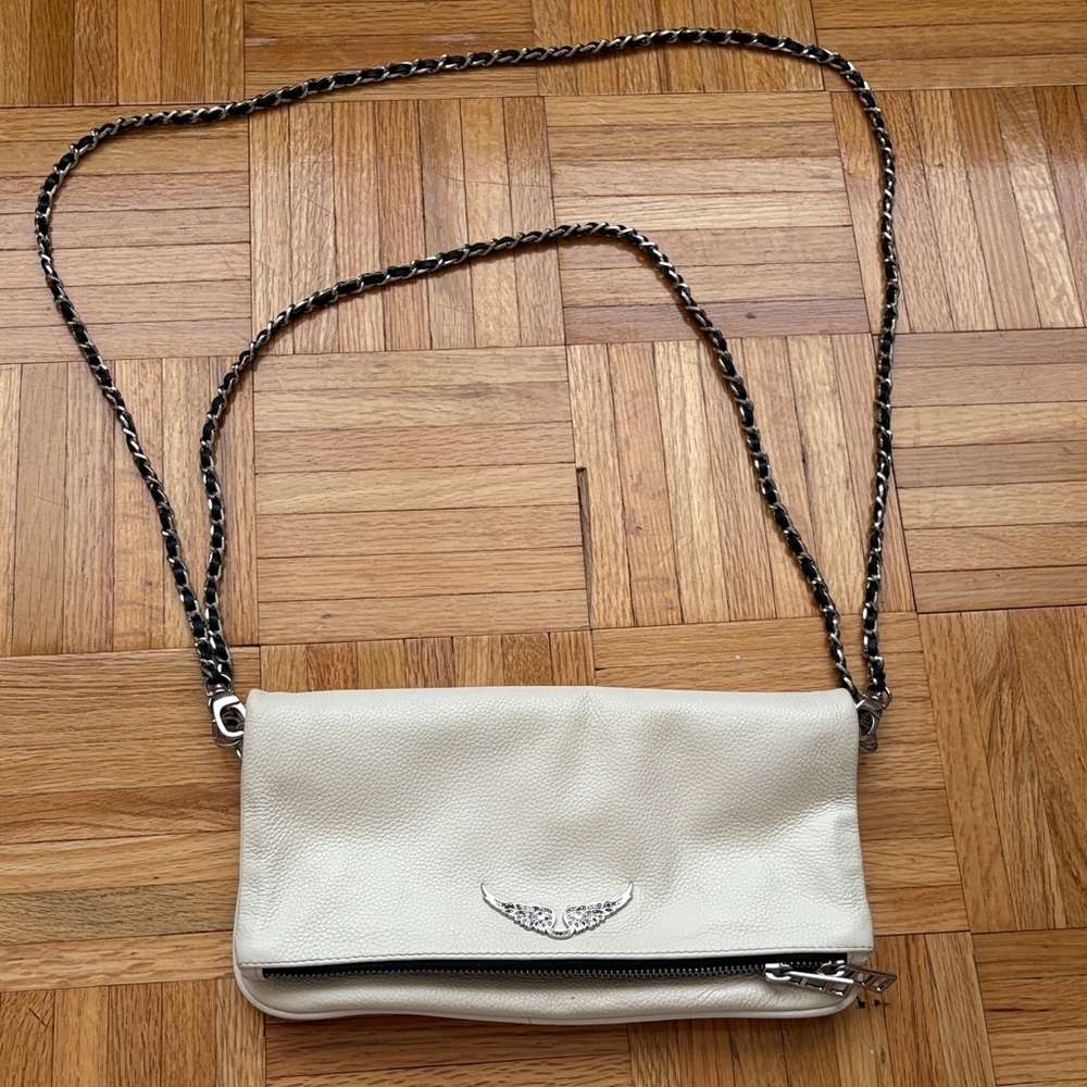 Zadig & Voltaire White Crossbody Bag with Chain Strap